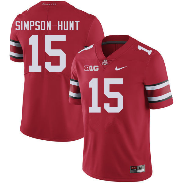 #15 Calvin Simpson-Hunt Ohio State Buckeyes Jerseys Football Stitched-Red